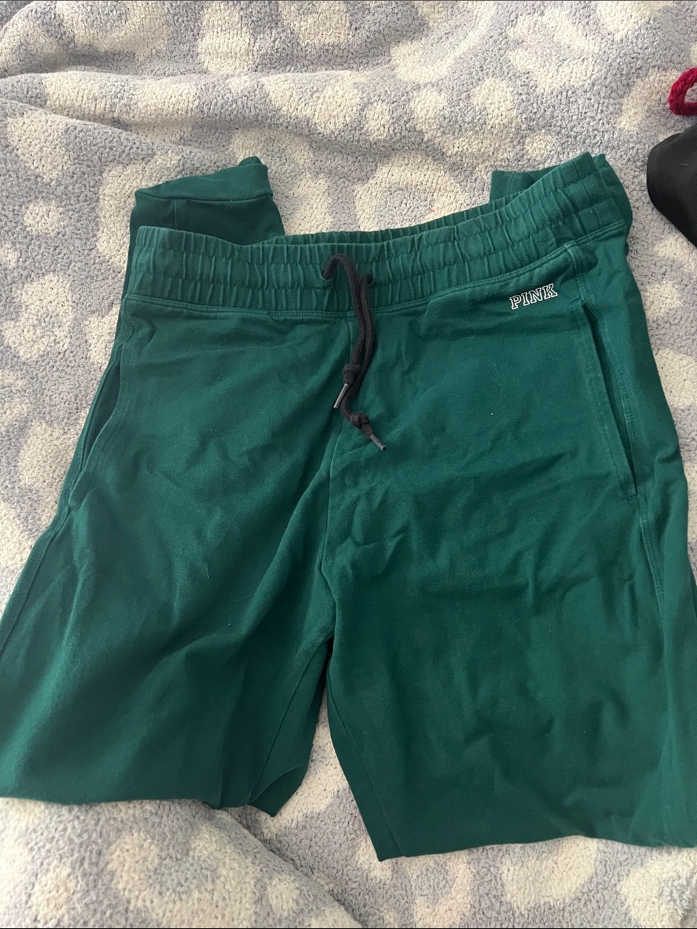 PINK Victoria's Secret Dark Green Elastic Waist Sweatpants